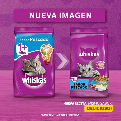Imagen 5 de 7 de Alimento Whiskas 1+ Whiskas Gatos para gato adulto todos los tamaños sabor pescado en bolsa de 10 kg