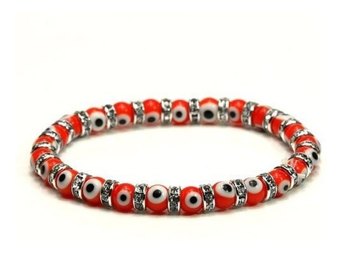 Pulsera Roja Murano Ojo  Con Separadores De Cristales