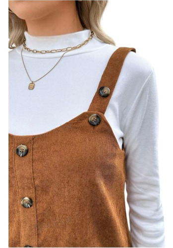 Shein Jumper Jardinero Importado Mujer Café Integral L