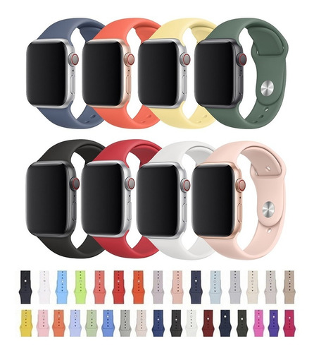 Pulseira Silicone Sport Para Apple Watch 38mm 40mm 42mm 44mm