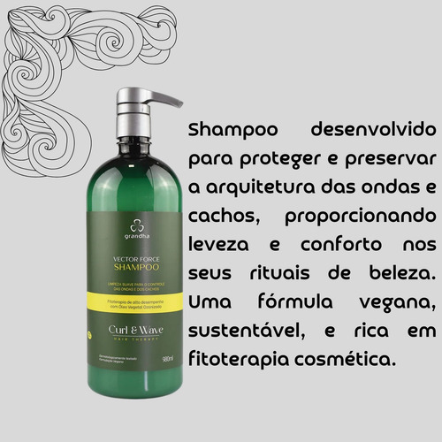 Shampoo Grandha Vector Force Cachos Crespos Ondulados 980ml