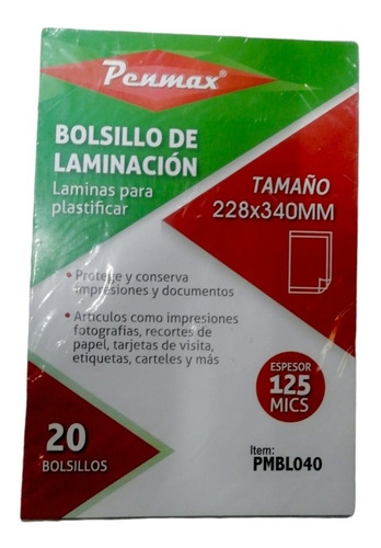  Bolsillo Laminacion Tamaño Oficio X 20  Calibre 125mics