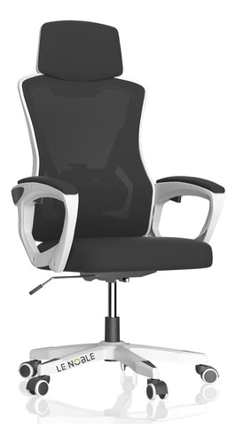 Silla de escritorio Lenoble 818 LE-818 ergonómica  blanca y negra con tapizado de mesh