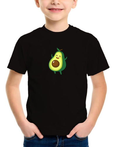 Remera Negra Niño Algodón Personalizada Palta Avocado