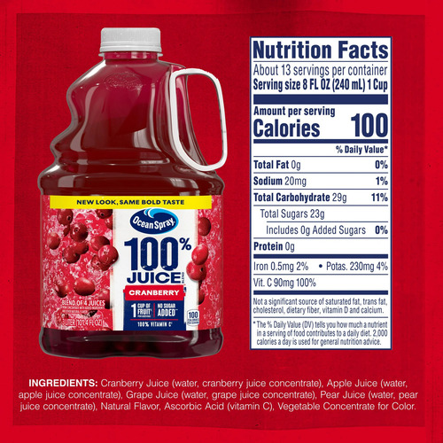 Ocean Spray 100% Juice Cranberry 3 Litros