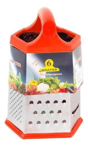 Rallador De Acero Inoxidable Verduras Hexagonal 6 Caras New Color Rojo