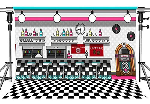 Soda Shop Diner Backdrop For Rock Roll Party 1950s Sock Hop 