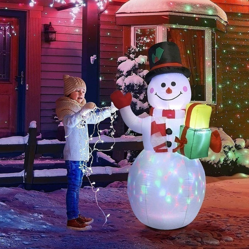 Decoración Inflable Luminosa De Muñeco De Nieve