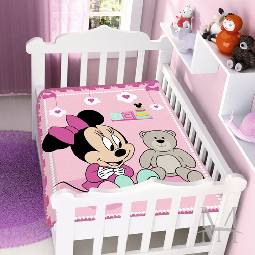 Cobertor Jolitex Infantil Disney Berço Minnie Surpresa Rosa