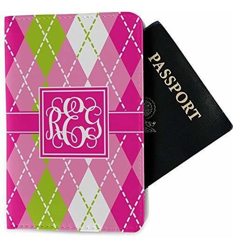 Cartera Para Pasaporte Pink & Green Argyle Passport Holder 