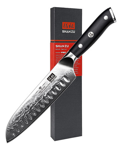 Shan Zu Cuchillo De Damasco Cuchillo Santoku Acero 67 Capas