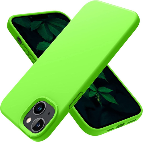 Funda Para iPhone 14 Plus De Silicona Resistente Verde Neon