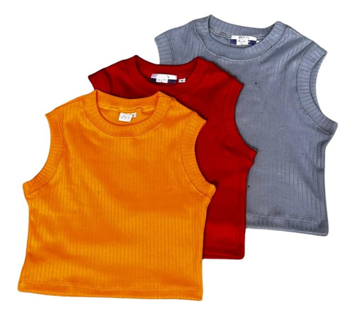 Croptop Top Acanalado Blusa Dama Juvenil Franelilla Clasica