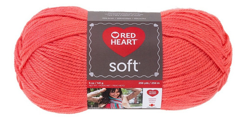 Estambre Acrílico Suave Liso Soft Yarn Red Heart Coats Color Coral 9251
