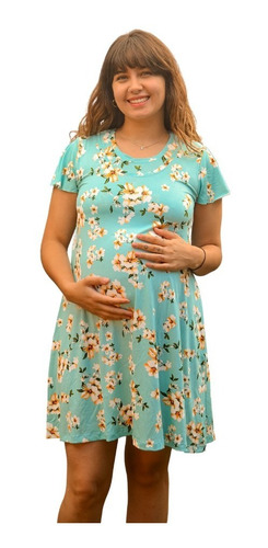 Vestido Maternal Y Lactancia Floral Celeste