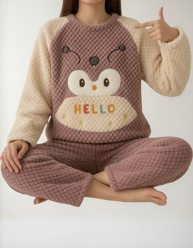 Pijama Polar Gruesa Inverno Comodidad Y Calidez Mujer