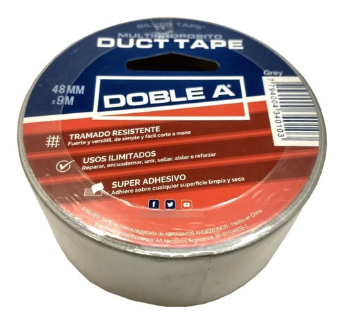 Cinta Duct Tape Doble A Gris Silvertape 48 Mm X 9 Metros