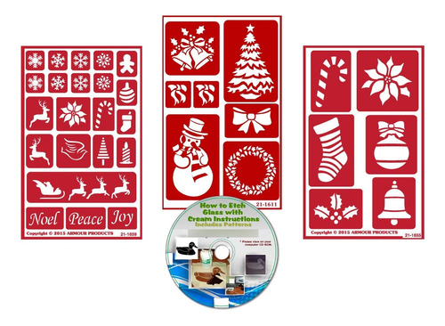 Navidad Stencil (pack 3) Over N Reutilizable + How To Etch