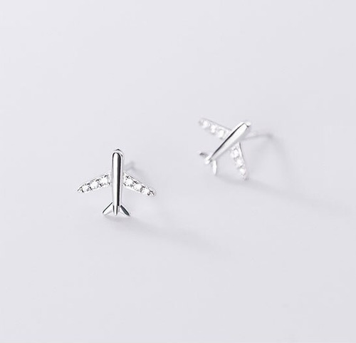 Aros De Plata Con Circones Diseño Avion S925