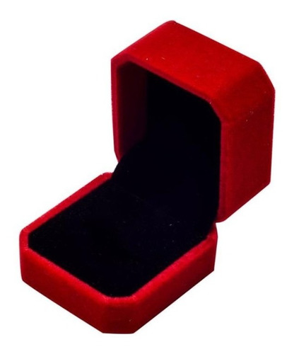 Caja  Anillo  Aros Joyas Terciopelo Rojo Fondo Negro 