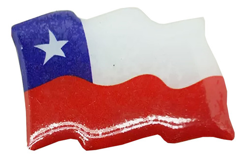 Calco Resinada Bandera Flameante De Chile 6,5 X 4 Cm
