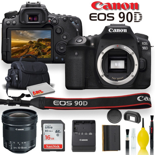 Imagen 1 de 5 de Camara Canon Eos 90d Dslr+ Lente 10-18mm+ Kit