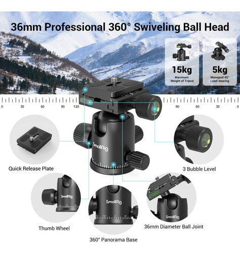 Trípode De Cámara Smallrig, 71 Aluminio Plegable 360 ° De