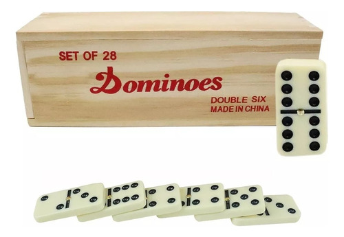 Juego De Domino 28 Piezas Grandes Caja De Madera