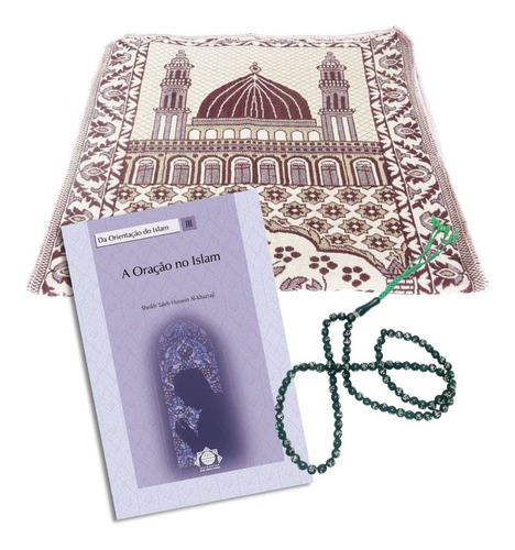 Islã - Kit Oração - Tapete + Livro Oração No Islam + Masbaha