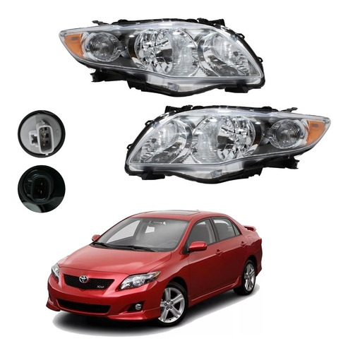 Faros Toyota Corolla Ce/le 2009 2010 Cromo Nuevos*