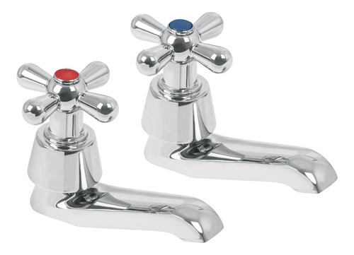 Juego Llaves Individuales Lavabo 2 Pz Cruceta Foset 49805.