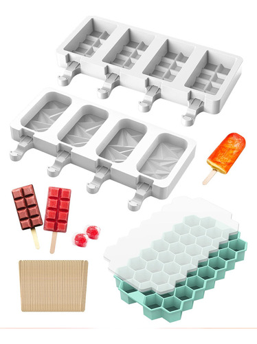 3 Mold Para Paleta Bandeja Cubito Hielo Silicona 4 Cavidad