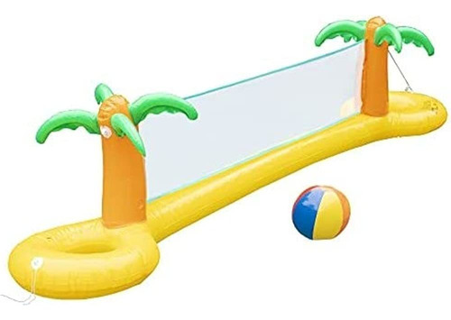 Scs Direct Giant Blowable Palm Tree Volleyball Net Set W / B