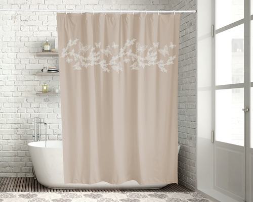 Cortina De Baño Lori Plastick Ducha Shower Curtain Beige Mariposas