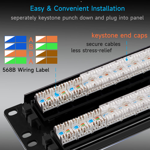 Lysymixs Panel De Conexin Cat6 De 48 Puertos Con Keystone, P