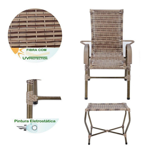 Conjunto Cadeira Poltronas Cadeiras Jogo Varanda Fibra Junco