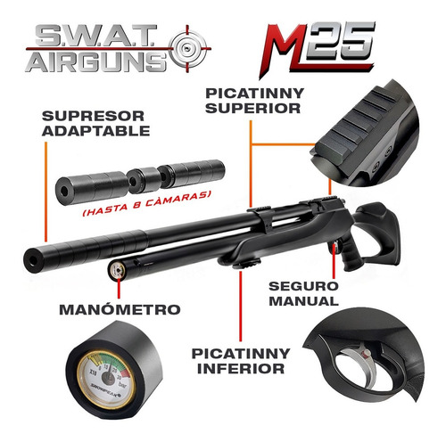 Rifle Pcp M25 Swat Airguns 7,62 Mm
