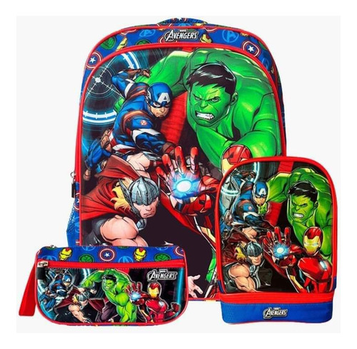 Pack Mochila Avengers Oficio Lonchera Cartuchera Artesco