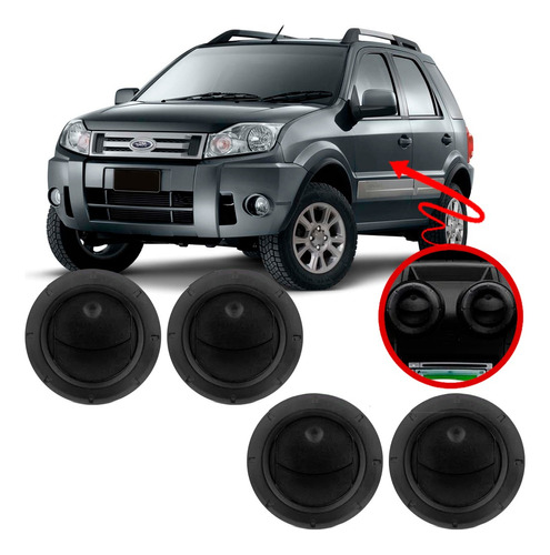 Kit 4 Difusor Saida De Ar Ecosport 2006 Á 2014 - Preto