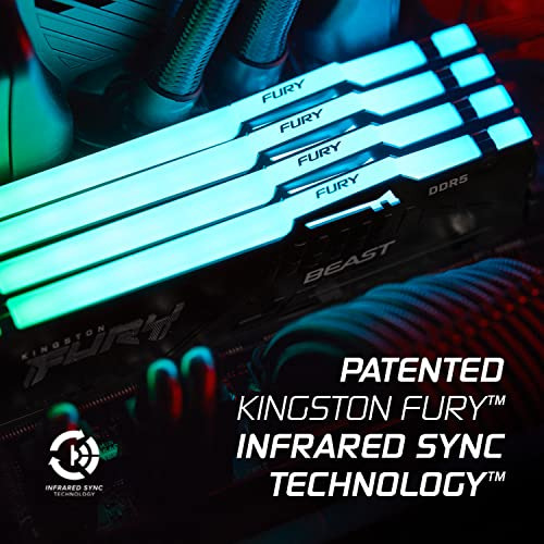 Memória de computador Kingston Technology Fury Beast RGB 32gb (2x16gb) 5600 mt/s Ddr5 Cl36 2 | Tecnologia de sincronização por infravermelho | Amd Expo | Plug N Play | KF556c36bbeak2-32