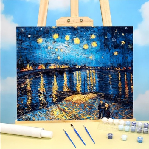Kit Pinta Números Noche Estrellada Van Gogh Jeffrio