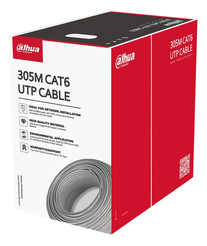 Cable De Red Utp Dahua Pfm920i-6un-cn Categoría 6 305 Metros