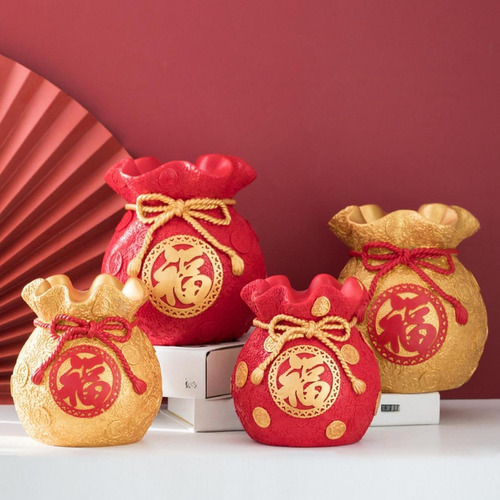 Alcancía Con Forma De Bolsa De La , Rojo Altura 15cm