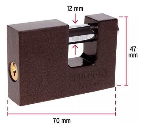 Candado De Seguridad 70mm Cuerpo Hierro Candado Hermex 23540