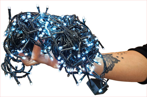 Series Navideñas Led Colores A 40mt 800 Luces Ca Luces Luz Blanca Cable Verde