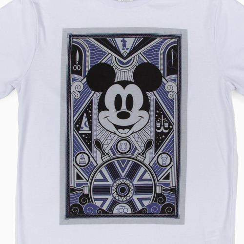 Polera Niño Bicolor Mickey 100 Años Blanco Disney