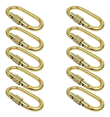 10 Mosquetão Trava Dupla Rosca Cg670 Aço 25kn Carbografite | Frete