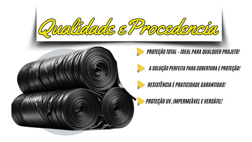 Rolo Lona Plástica Preta 4x100 Pintura, Construção Civil