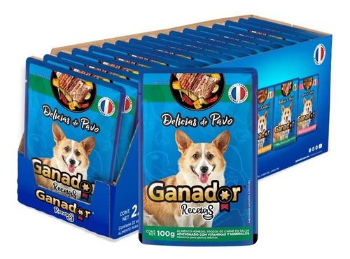  Ganador Super Premium caja 22 unidades alimento húmedo delicias de pavo