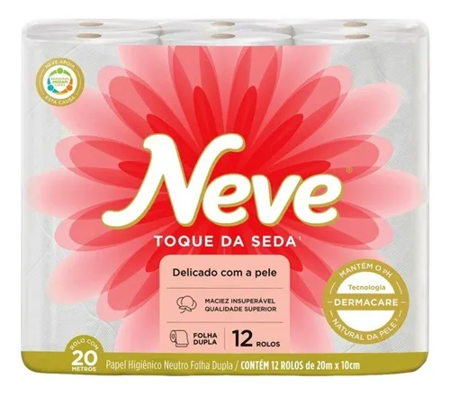 Papel Higiênico Neve Folha Dupla 20m Pacote C/ 12 Rolos